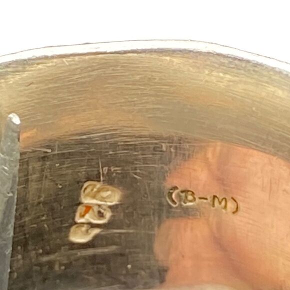 Sterling silver 925 marked B-M 3 band spinner ring hammered look to metal - Picture 8 of 9